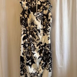 Dress Barn Black and White Floral Midi Dress